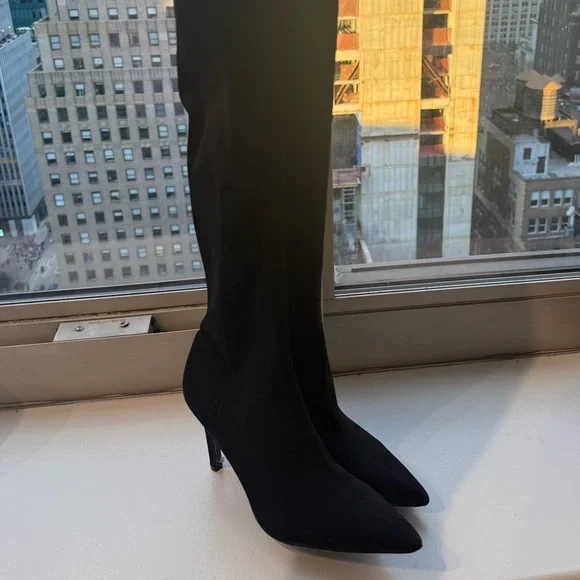Pointed Toe Stretch Thigh High Stiletto Boots - Size 8.5 - Picture 2 of 3